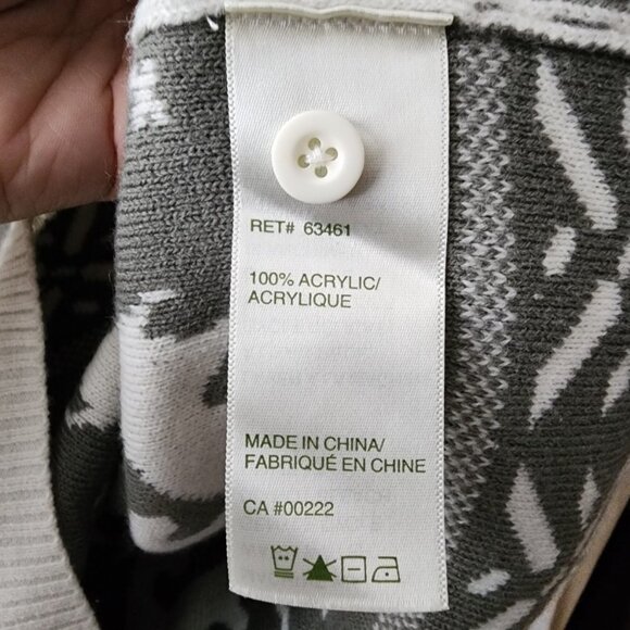 Tradition Country Collection White Knit Reindeer Button Up Cardigan Size S - Picture 8 of 9